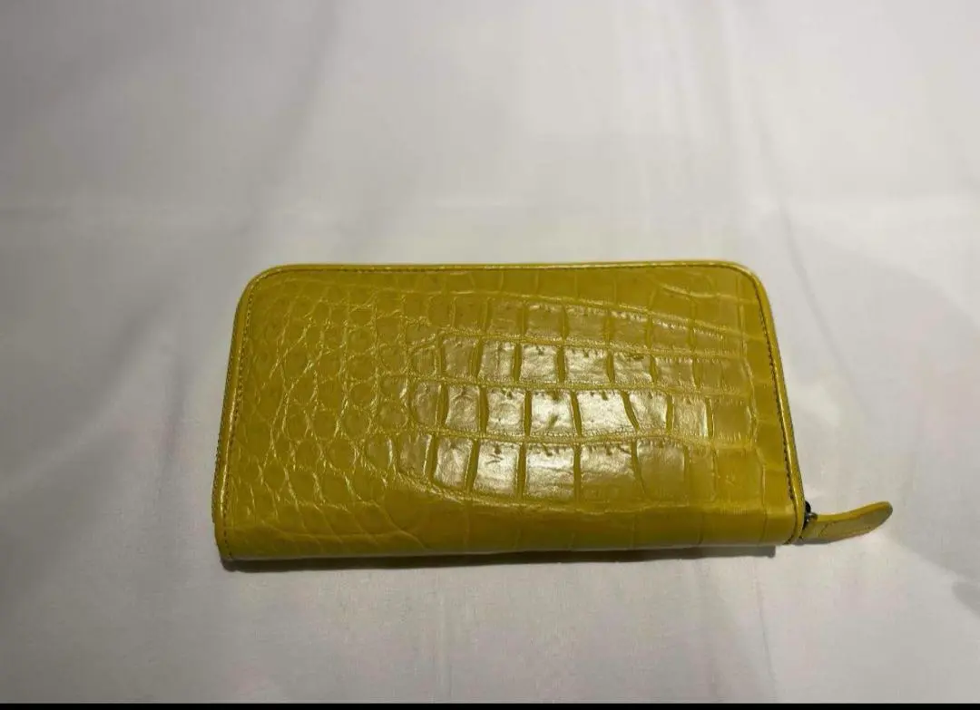 Thumbnail of Himalayan Crocodile Lime Yellow Order Round Zipper Long Wallet