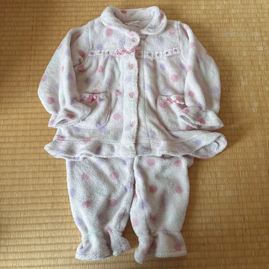 水玉花紋蓬鬆法蘭絨睡衣 100cm 的縮圖