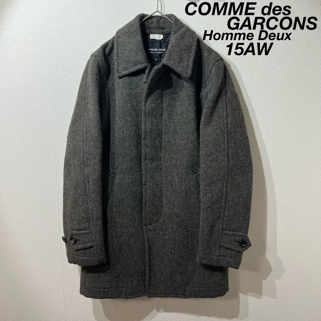 コムデギャルソンオムドゥ ヘリンボーンウールステンカラーコート ロング丈 L 2025年最新】COMME des GARCONS HOMME DEUX ステンカラーコート