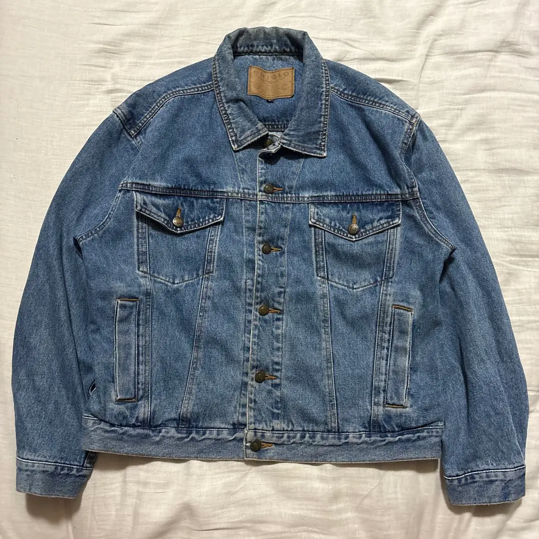 Thumbnail of Old UNIQLO Denim Jacket 90s 00s L Leather Patch
