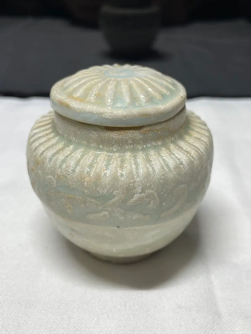 中国美術 古玩 青磁雙耳お茶入れ　茶道具 中国古玩 倣砧青磁 青磁 双耳香炉 香立 無傷 茶器 茶道具 香道具