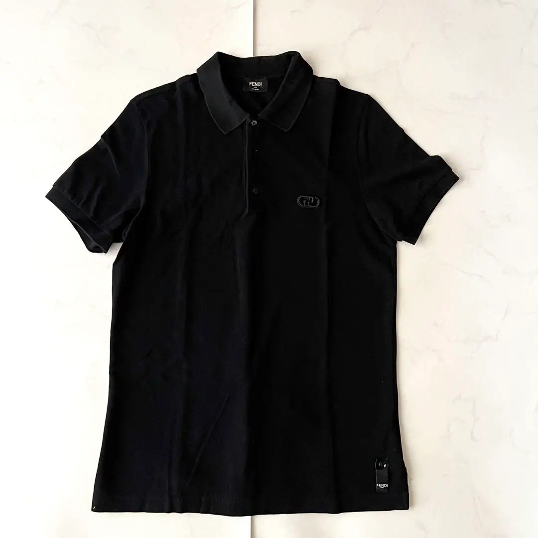 FENDI ブラック ポロシャツ Fendi Dark Blue Piquet Polo Shirt (FENDI/ポロシャツ
