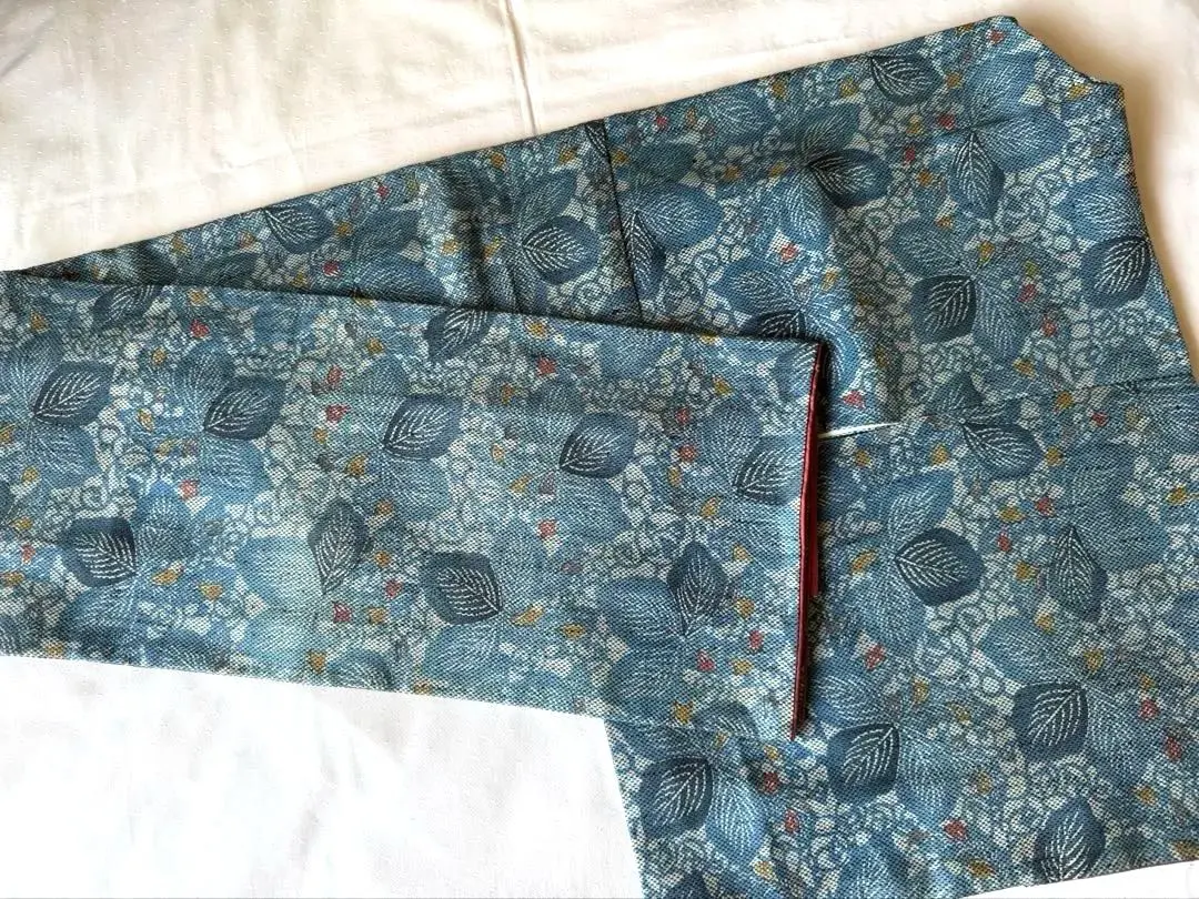 【和服】刺子結城紬 型染（藍染紅殻染） 的縮圖