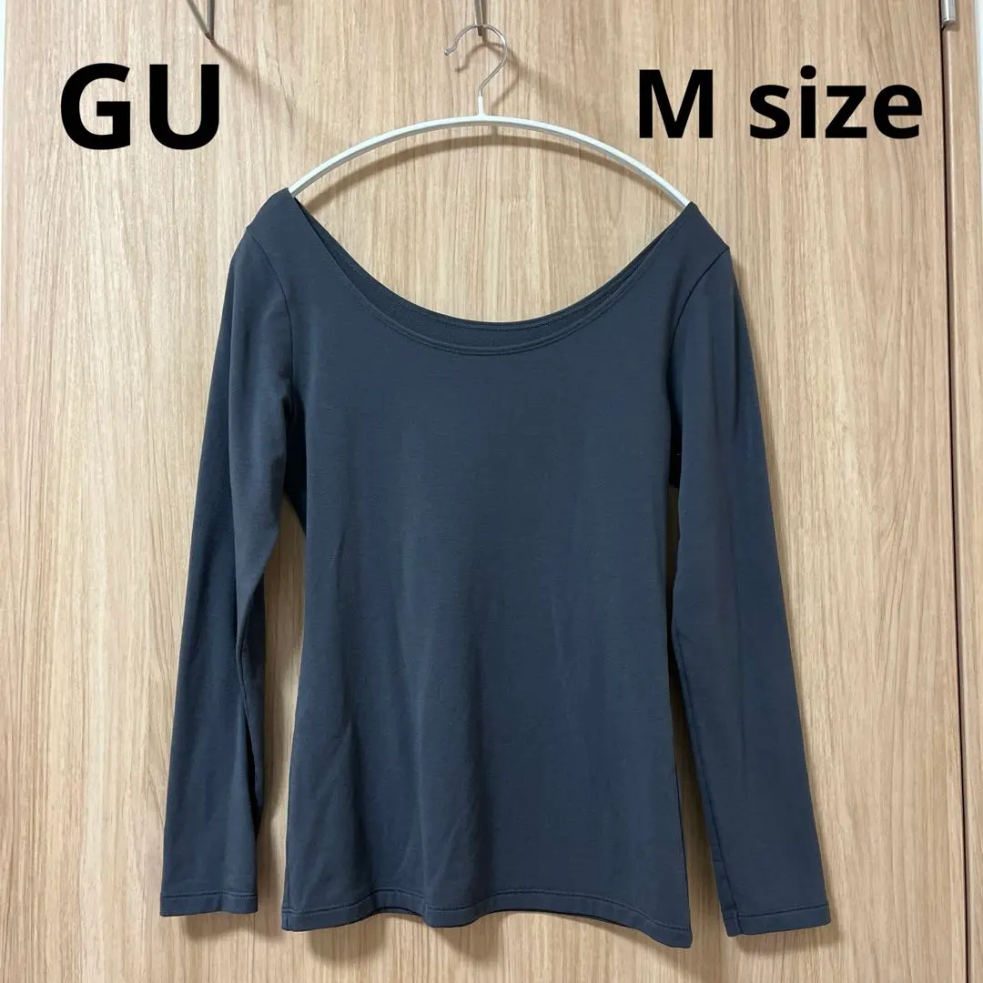 Thumbnail of Dark gray off-shoulder long-sleeved top innerwear