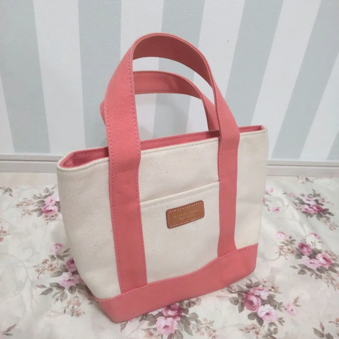 Thumbnail of Samantha Thavasa S size canvas tote bag cream pink