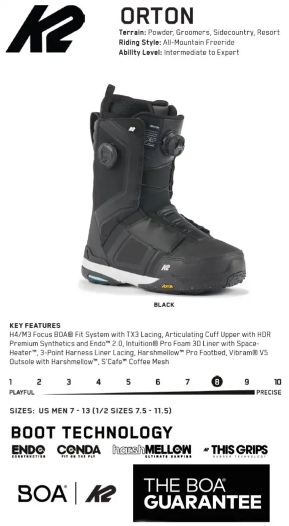 K2 orton (28.5) Black vibramソール ビブラムソール ＃1220黒
