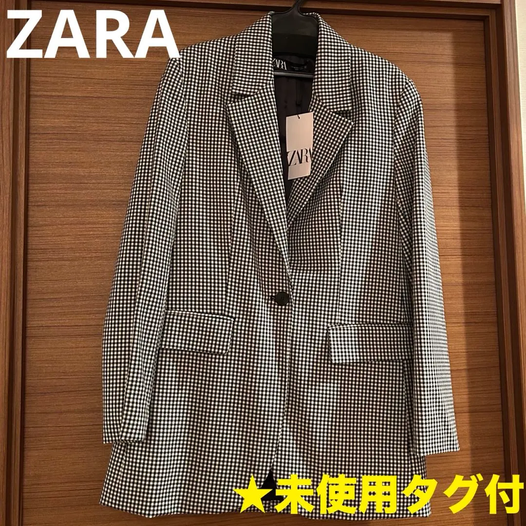【全新附標籤】ZARA外套 黑白格紋 的縮圖