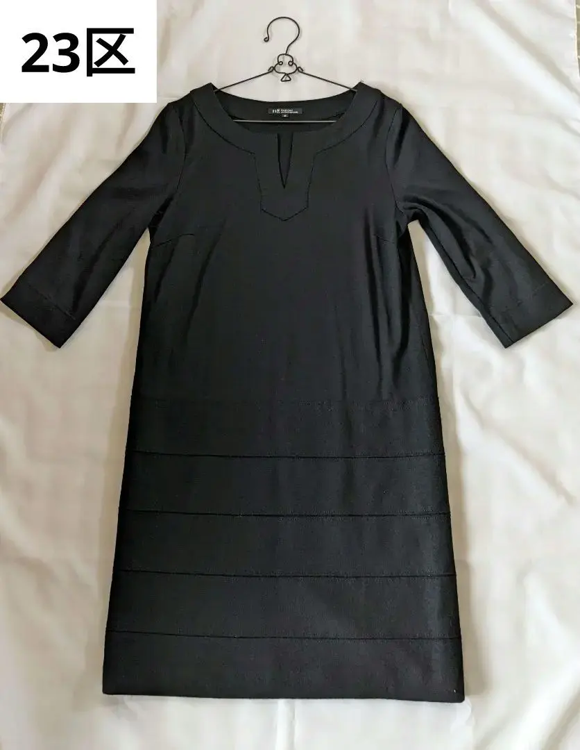 Thumbnail of 23区 Three-Quarter Sleeve & Long Sleeve Docking Dress, Knee Length