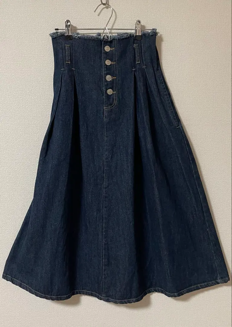 Thumbnail of GRL Denim Waist Tuck Long Flare Skirt [cu151]