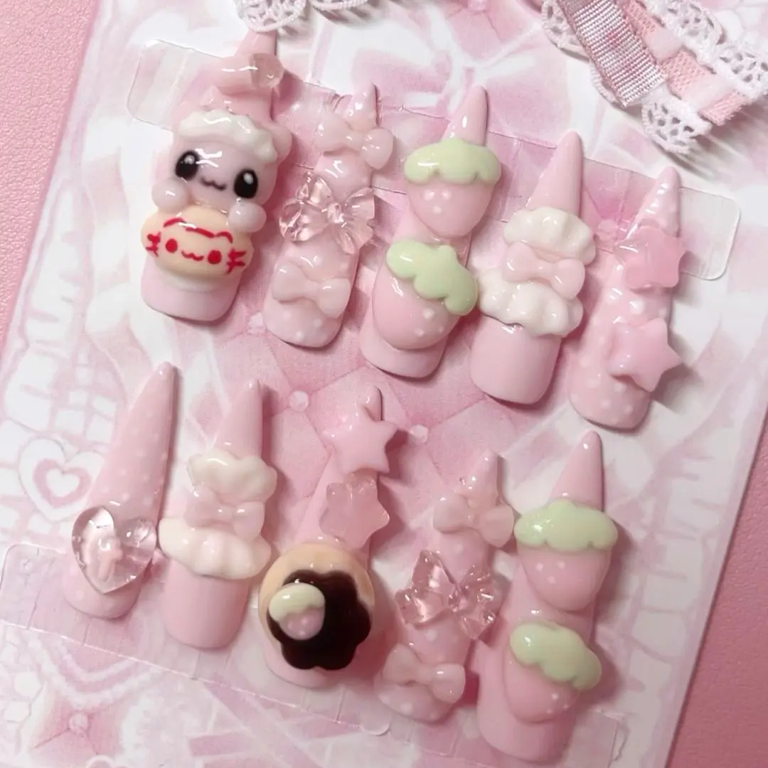 ꒰ NO11 ꒱ 美甲片訂製 平成女児 量產型 女僕 萌 オムライス (蛋包飯) 的縮圖