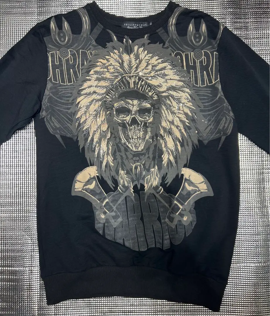 PHILIPP PLEIN Tシャツ・カットソー ブラック系 Philippe Plein Black Cotton T-Shirt With White Logo Size XL