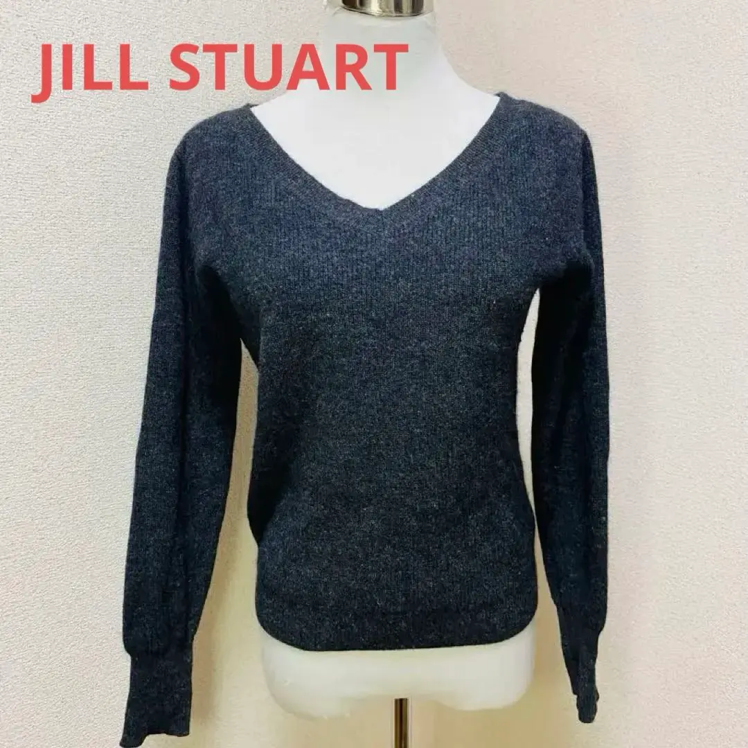 Thumbnail of [Excellent Condition] JILLSTUART Dark Gray V-Neck Knit Sweater with Ribbon