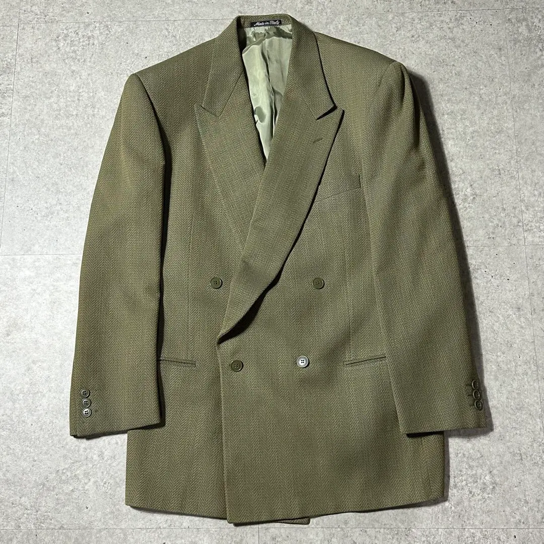 80年代 Giorgio Armani 雙排扣西裝外套 仿人字紋 的縮圖