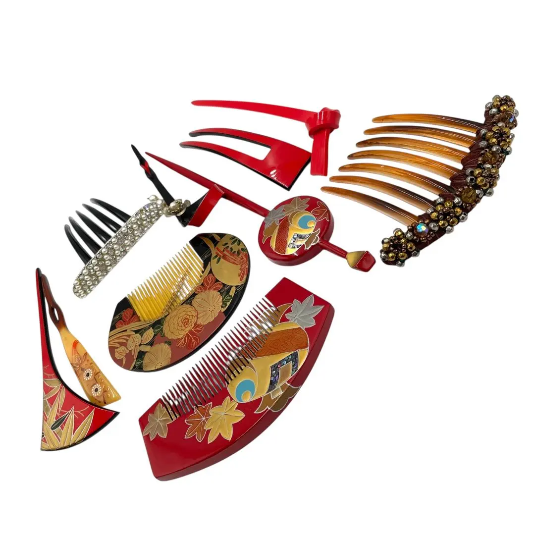 Thumbnail of ✨Including signature✨ Raden (mother-of-pearl inlay) and gold maki-e (sprinkled picture) butterfly motif, bat-shaped kanzashi (hair ornaments) set of 10. Hair accessories for Japanese clothing.