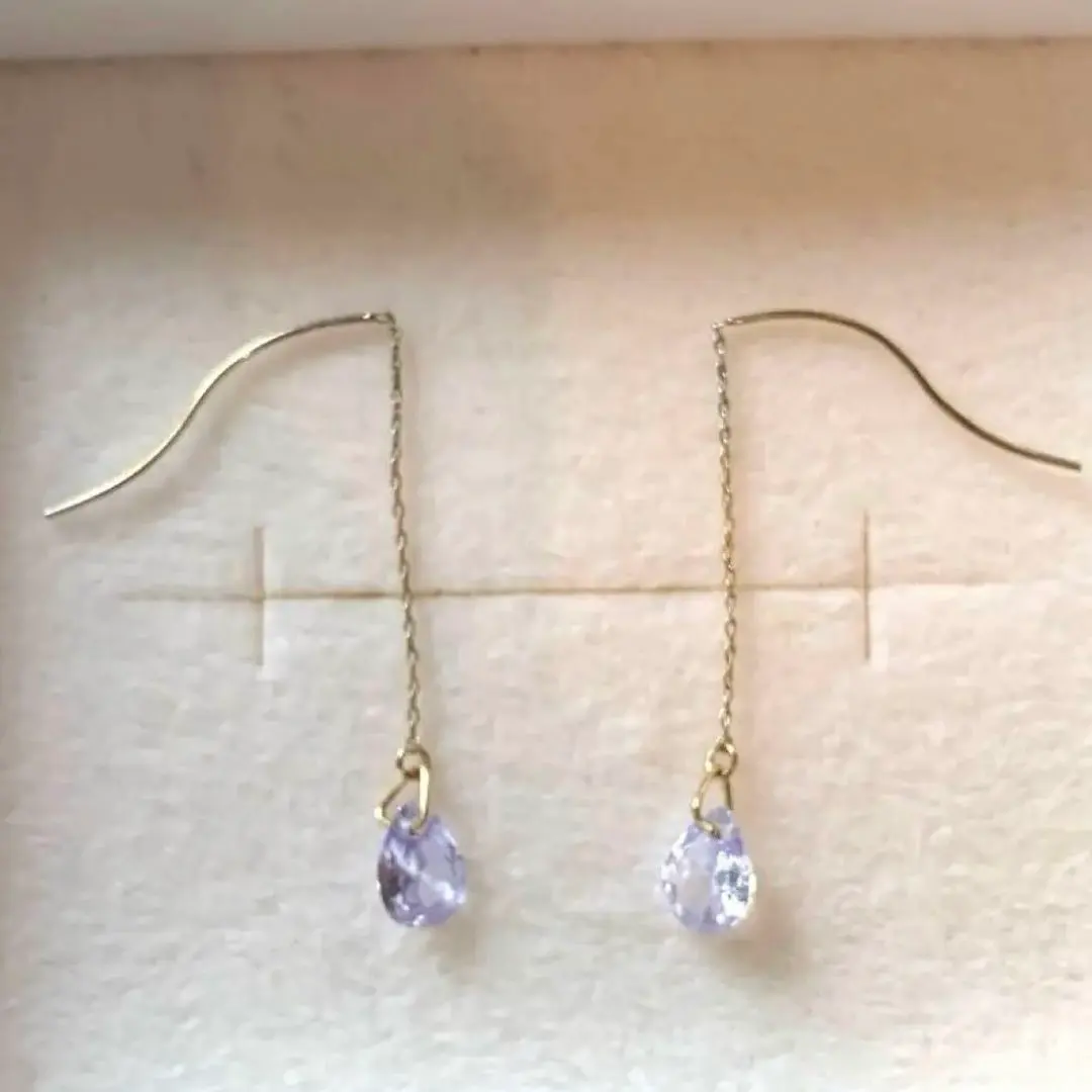 Thumbnail of Zirconia, Amethyst, Drop, Wave, American Earrings