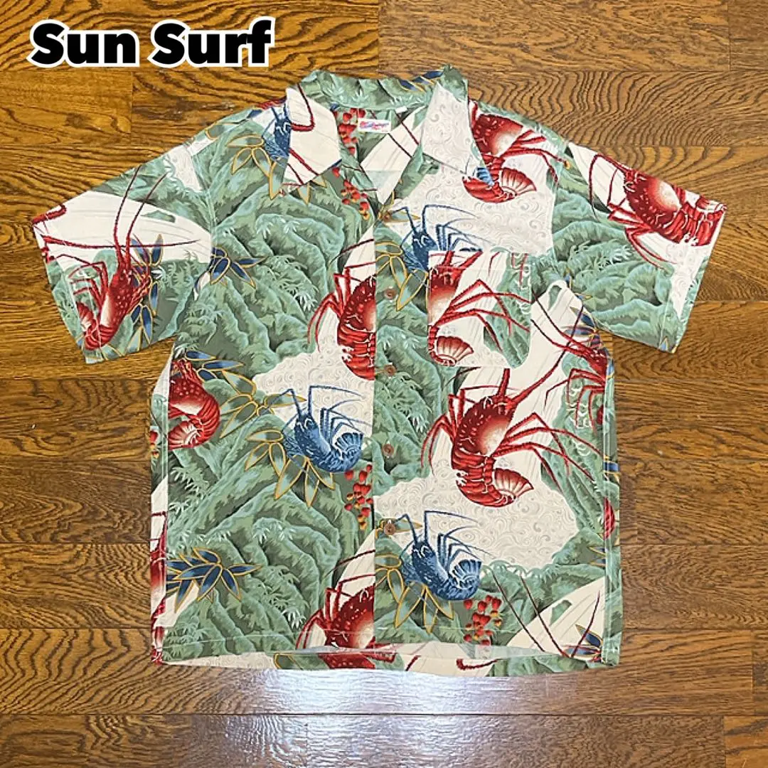 美品 90s SUN SURF サンサーフ アロハシャツ 伊勢海老 M品番 緑 2025年最新】伊勢海老 シャツの人気アイテム - メルカリ