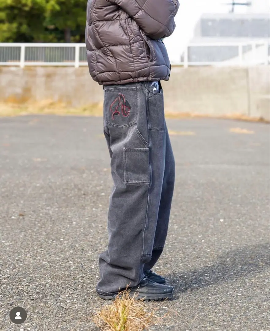 antimid デニムパンツ ピンタックワイドデニムパンツ ダーティー ウォッシング パンツ