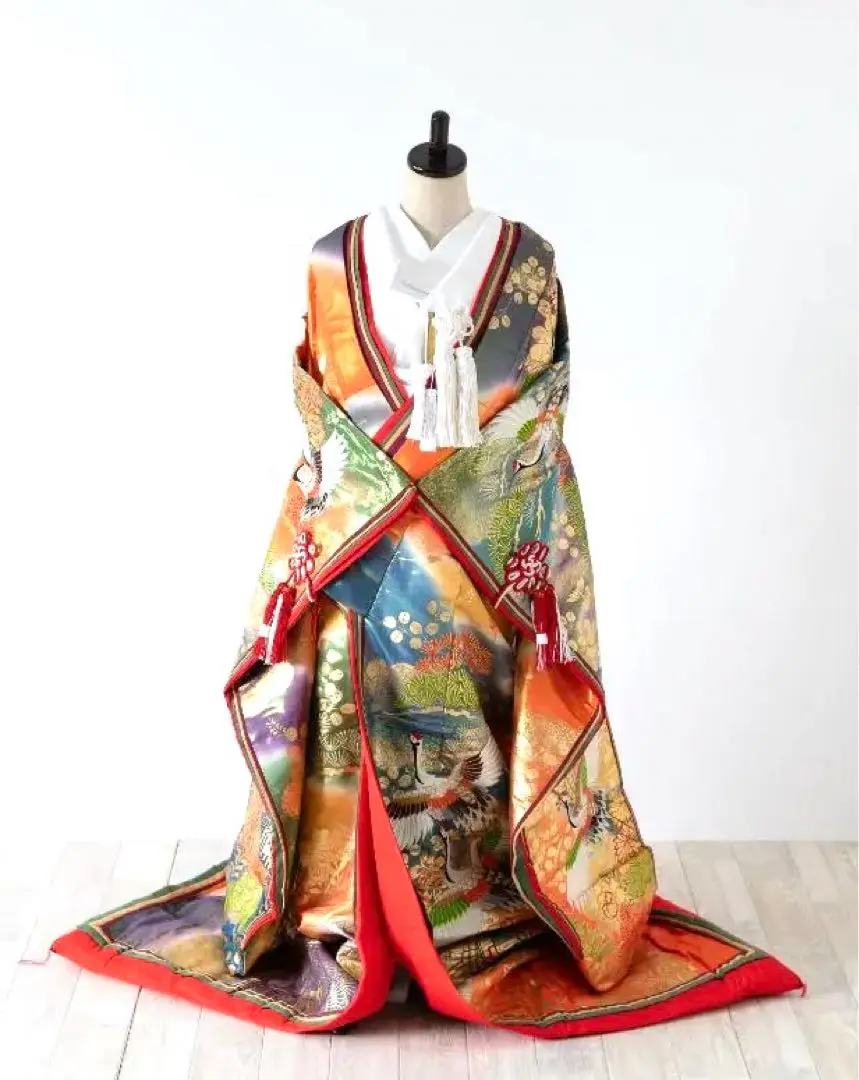 豪華！色打掛　十二単風　クリーニング済　婚礼用　花嫁 クリーニング済】豪華 色打掛 十二単風 婚礼用 花嫁