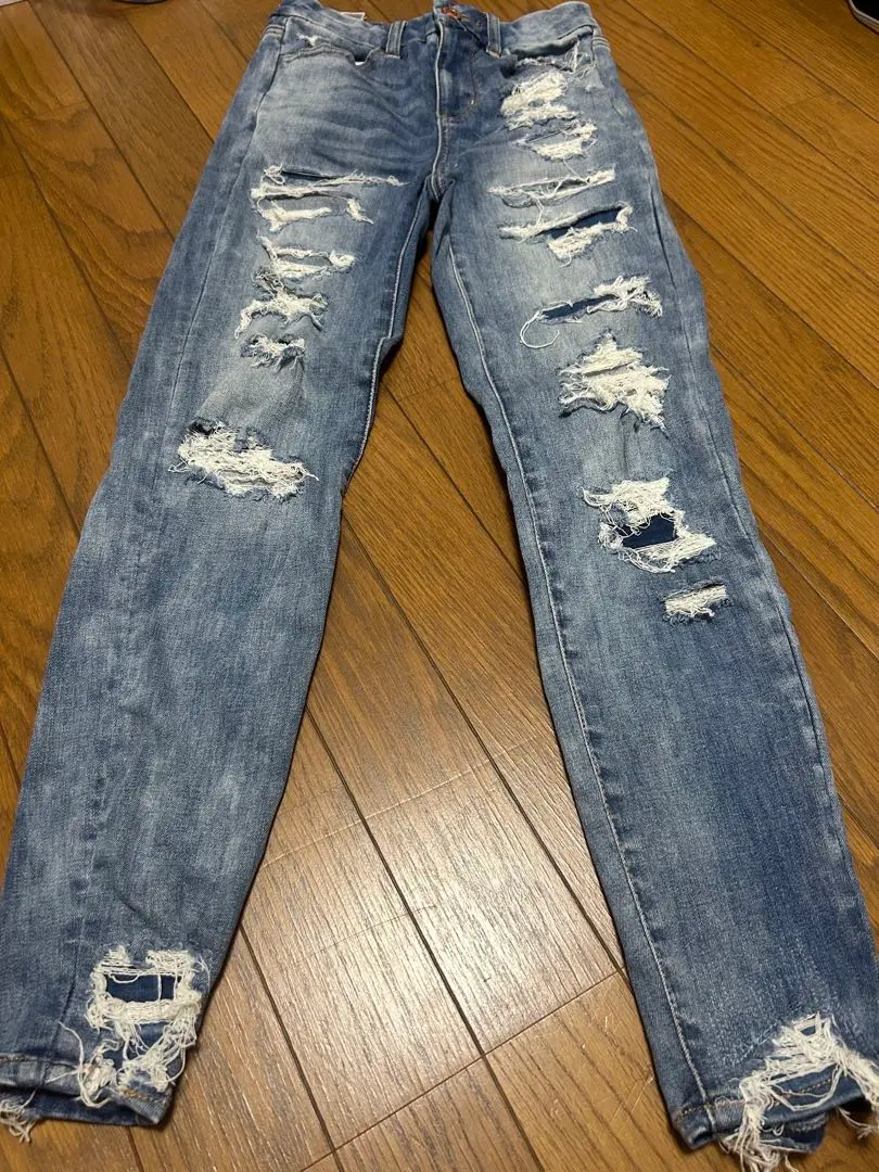 美國老鷹 AMERICAN EAGLE 緊身牛仔褲 淺藍色 的縮圖