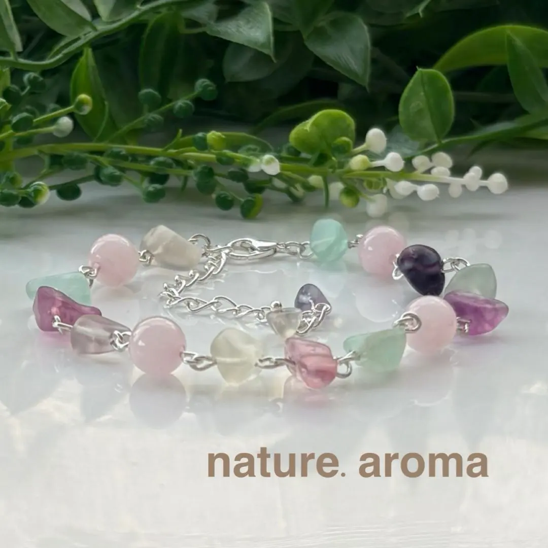 Thumbnail of Natural Stone Beads: Fluorite, Rose Quartz Bracelet No. 400