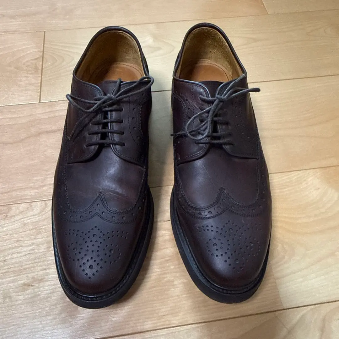 Thumbnail of Dark brown leather wingtip dress shoes