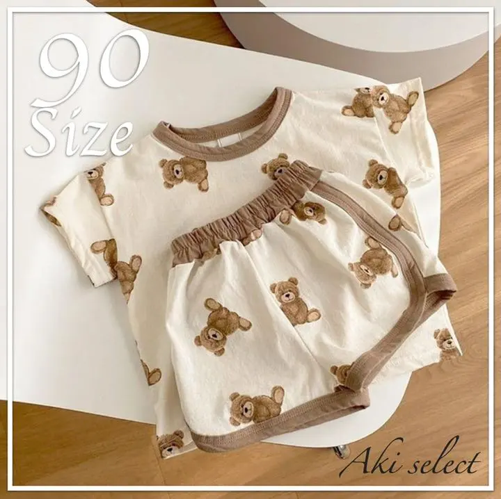 Thumbnail of 【New, Free Shipping, 2 Items Left】Kids' Bear Short-Sleeve Shirt & Pants 90