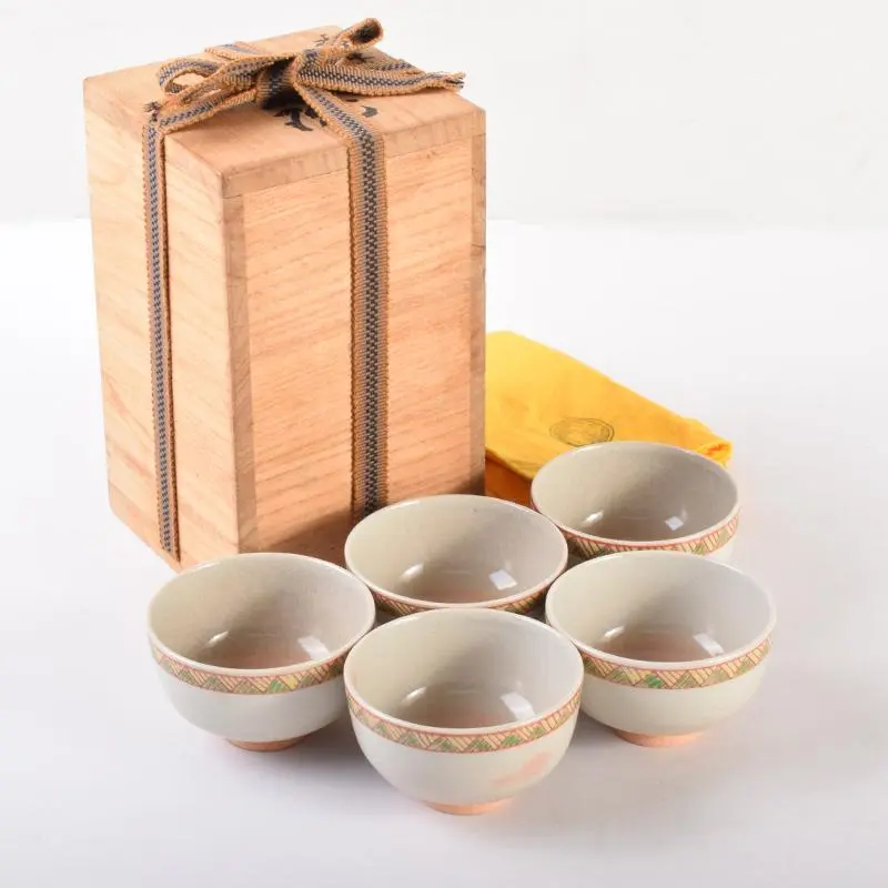 御室焼 『北村和善』作 松葉紋 巾具 茶巾筒 茶道 茶道具 煎茶 ◇御室焼 『北村和善』作 松葉紋 巾具 茶巾筒 茶道 茶道具 煎茶