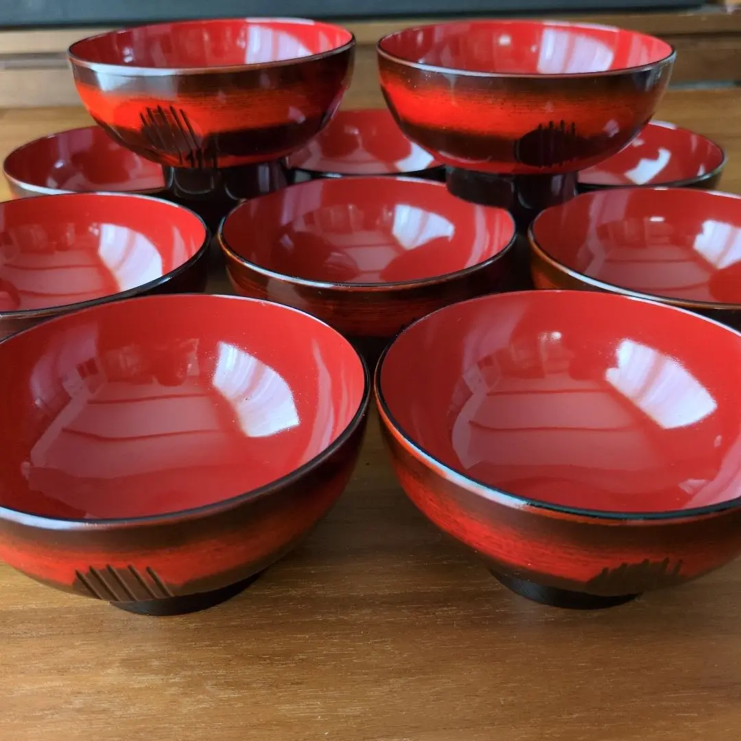 Thumbnail of Set of 10 Lacquered Soup Bowls