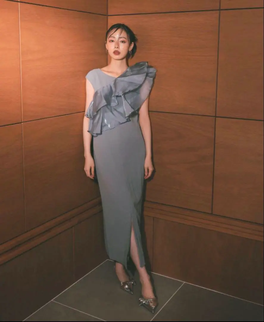 ANDRESD glossy multi ruffle dress ブラック M glossy multi ruffle dress | ANDRESD