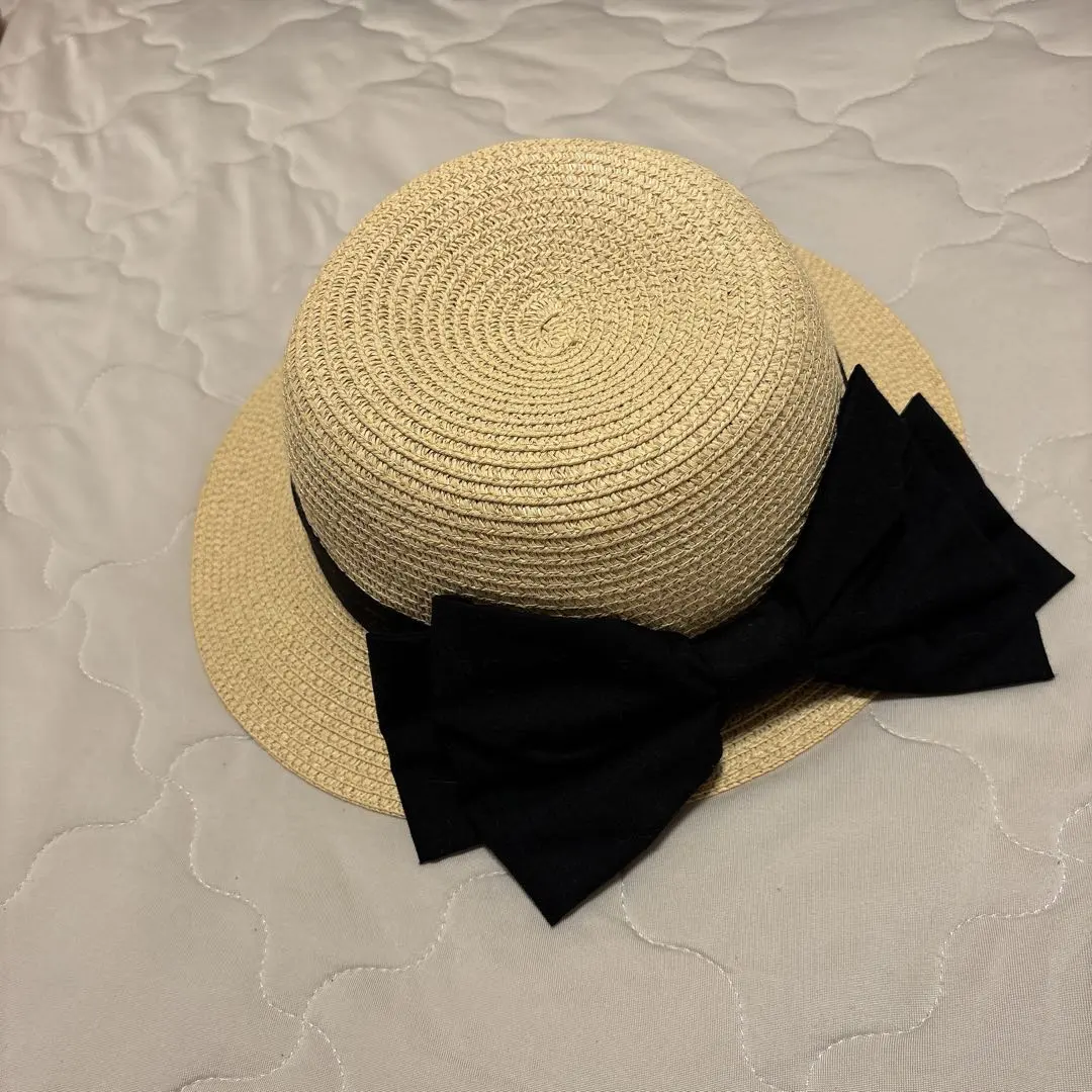 Thumbnail of Olive des Olive beige straw hat with black ribbon