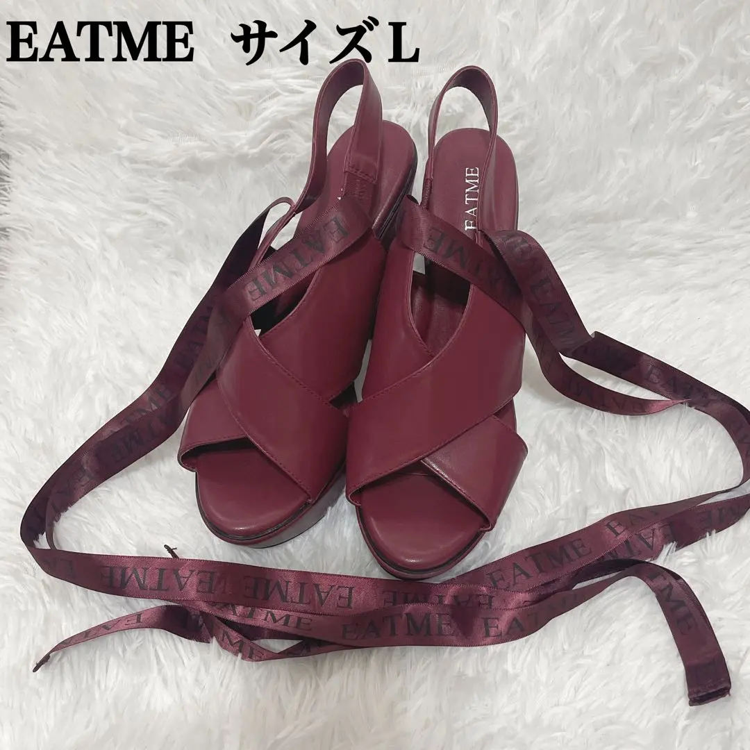 Thumbnail of EATME Eat Me Burgundy Cross Strap Sandals, New with Tags, Size L, with Ribbon
