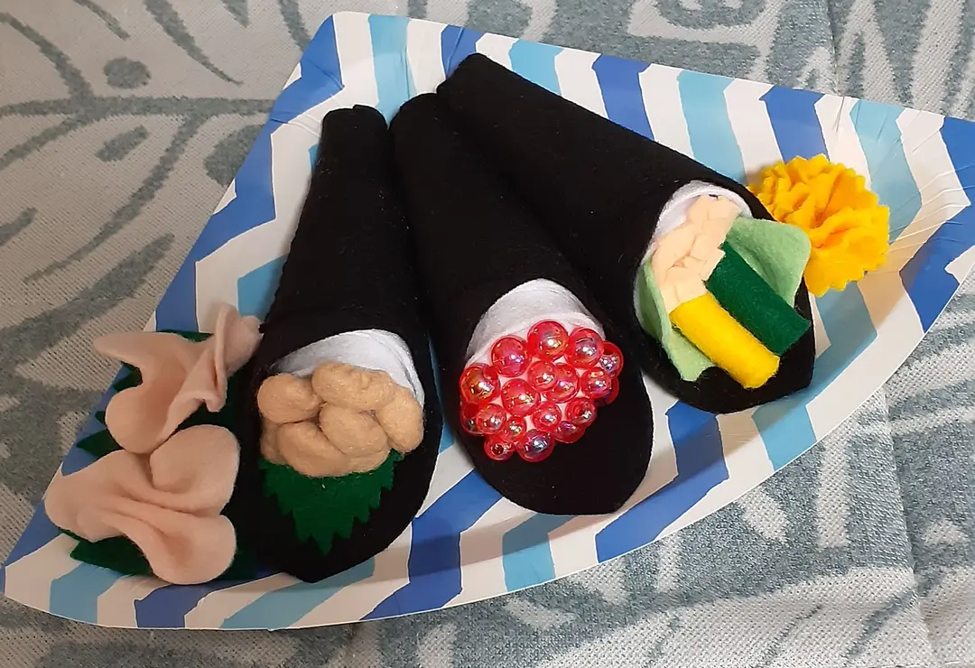 クレープセット 手巻き寿司セット フェルト おままごと ハンドメイド クレープセット 手巻き寿司セット フェルト おままごと