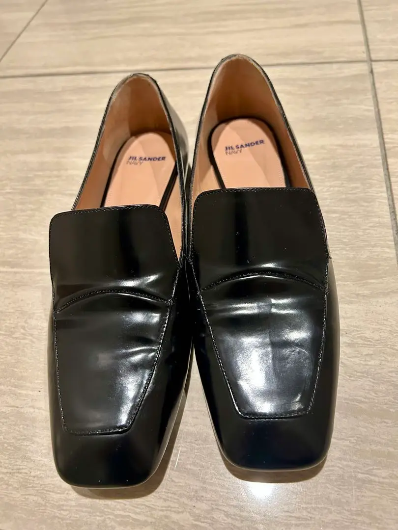 JIL SANDER ジルサンダー サボ ローファー Jil sander レザーローファー メタリックブロックローヒール