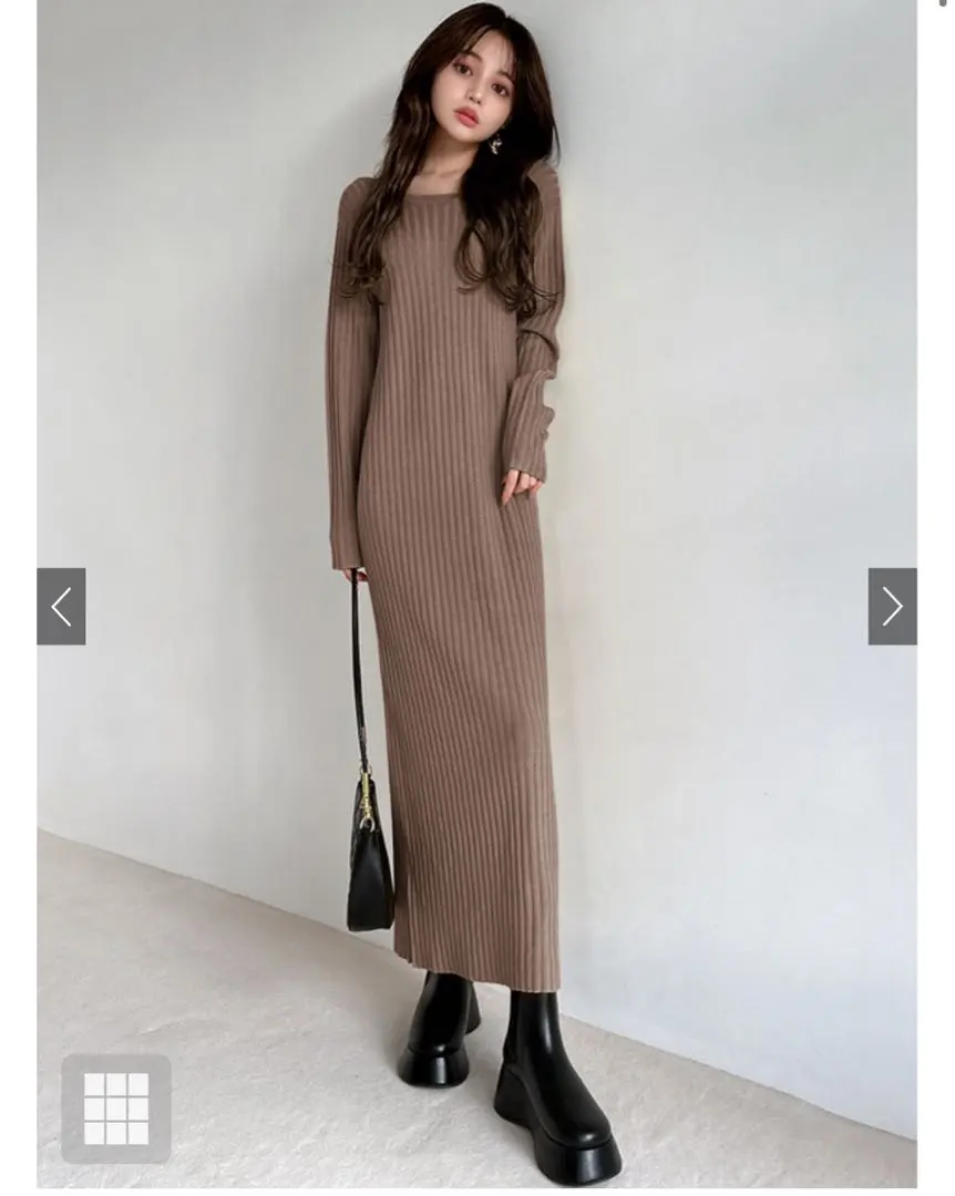 Thumbnail of GRL Front and Back 2-Way Straight Rib Knit Dress [mb1317]