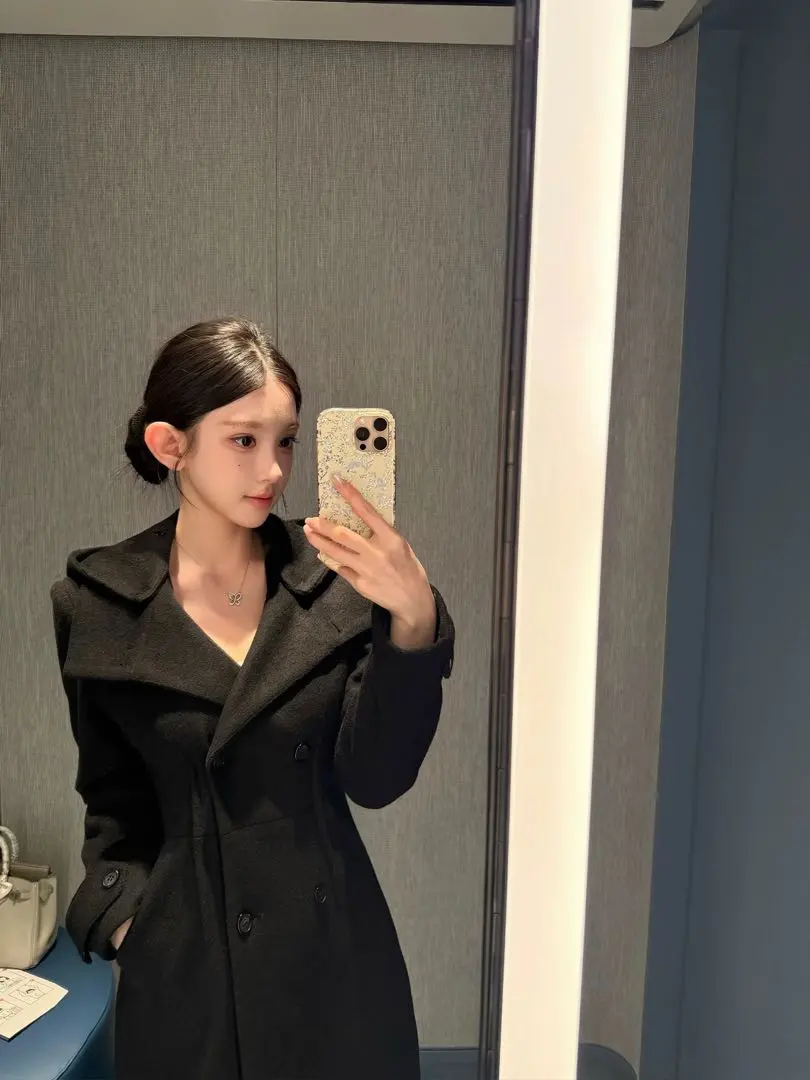 Thumbnail of Black double-breasted long coat