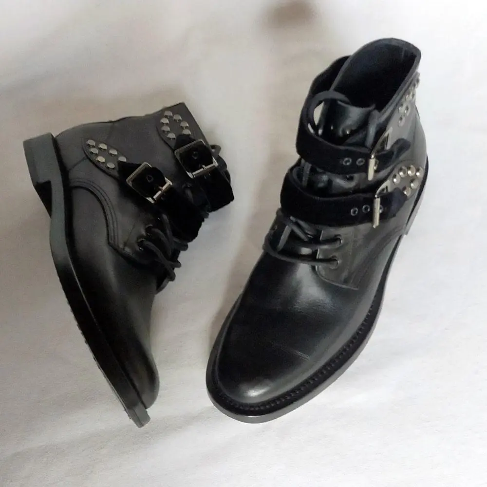 DIORHOMMEブラックレザーコンバットブーツ42　27AWコレクション着 DIORHOMMEブラックレザーコンバットブーツ42 27AWコレクション着
