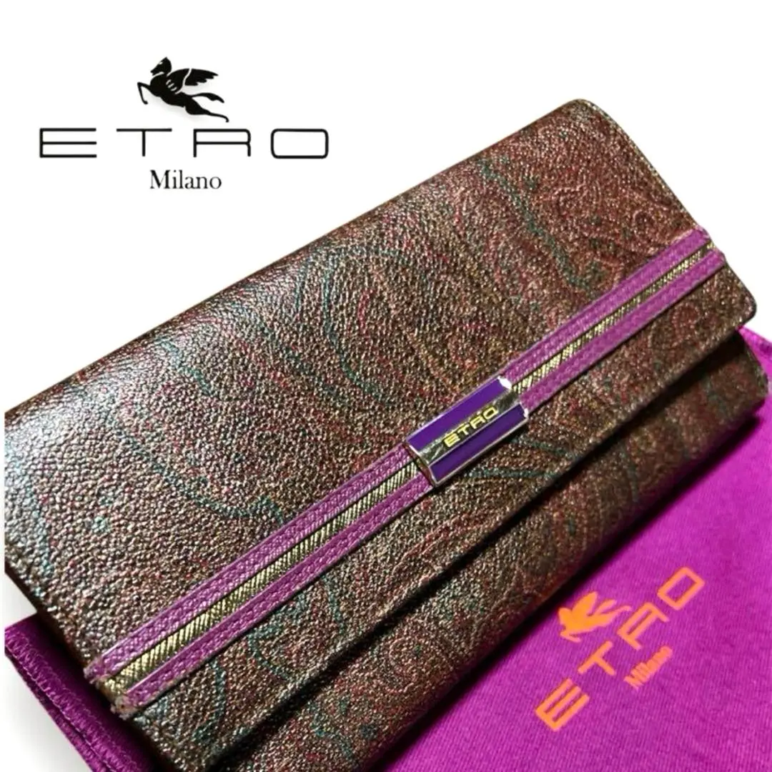 未使用 希少 ETRO 三つ折り財布 ペイズリー ペガソ ゴールド金具