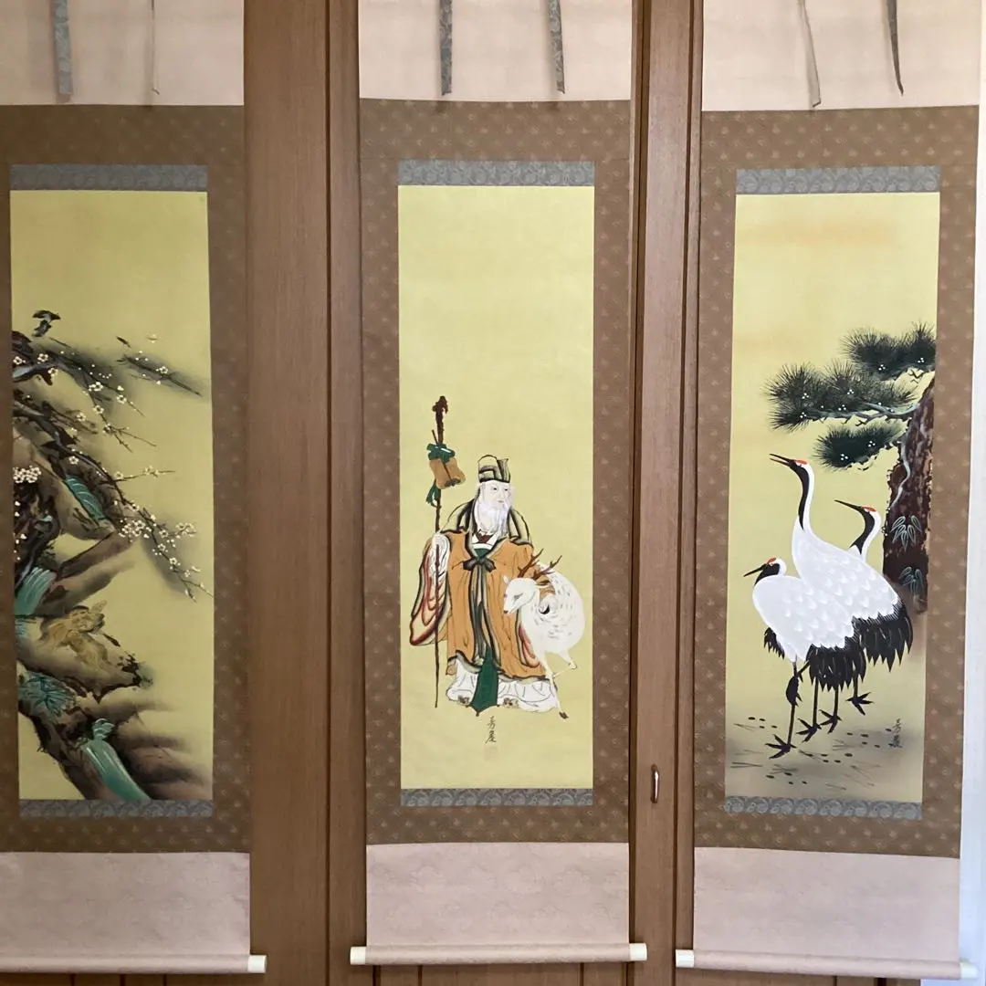 【まとめ売り】掛け軸　松上鶴　小墨山水　松鶴 まとめ売り】掛け軸 松上鶴 小墨山水 松鶴