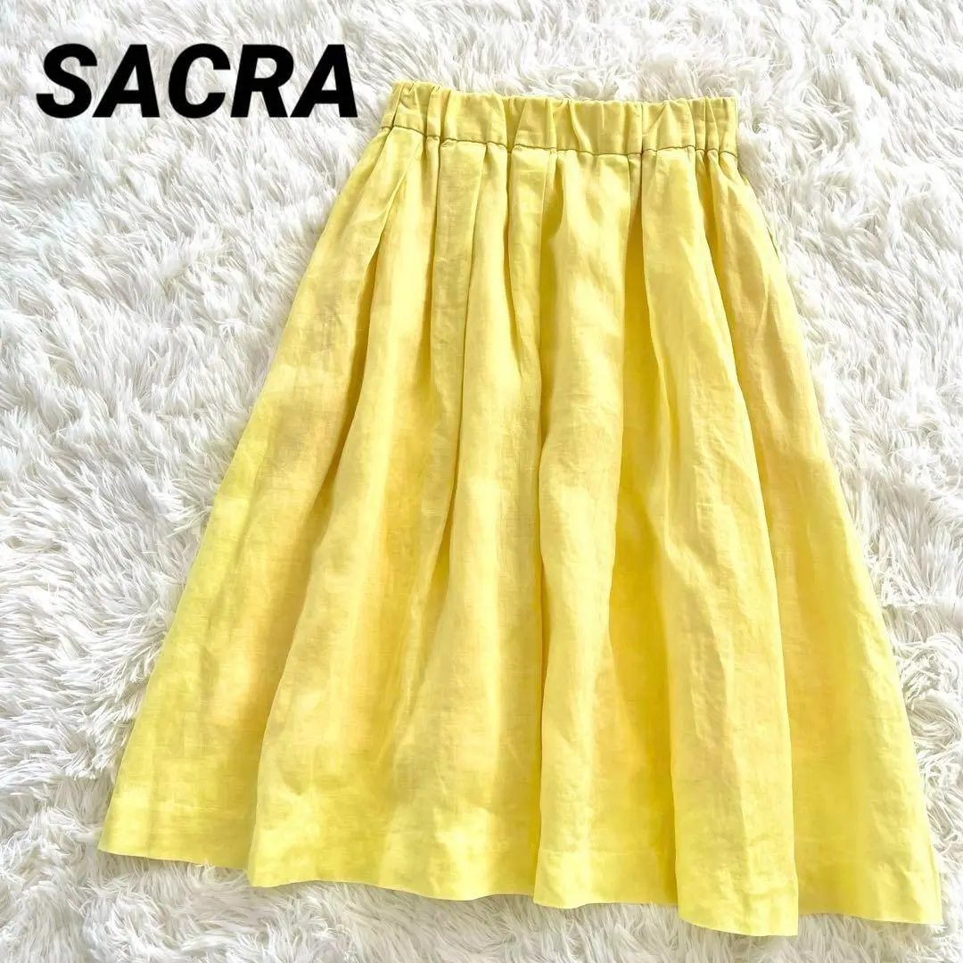 美品 SACRA リネンギャザースカート イエロー 2025年最新】SACRAリネンギャザースカートの人気アイテム - メルカリ