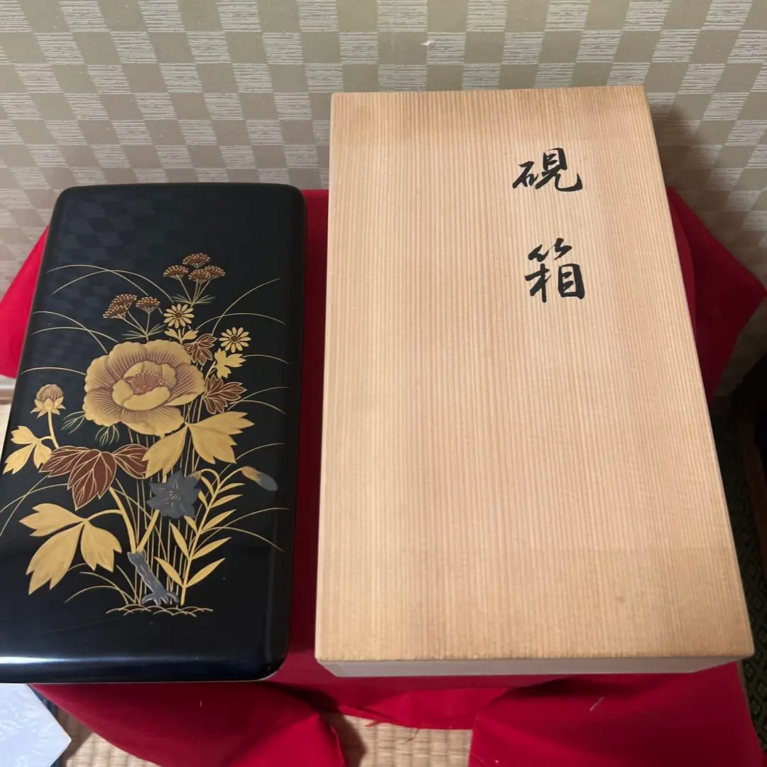日本美術 平安 象彦 硯箱木製漆器 牡丹高蒔絵 細密細工硯箱 書道具 日本美術 平安 象彦 硯箱木製漆器 牡丹高蒔絵 細密細工硯箱 書道具