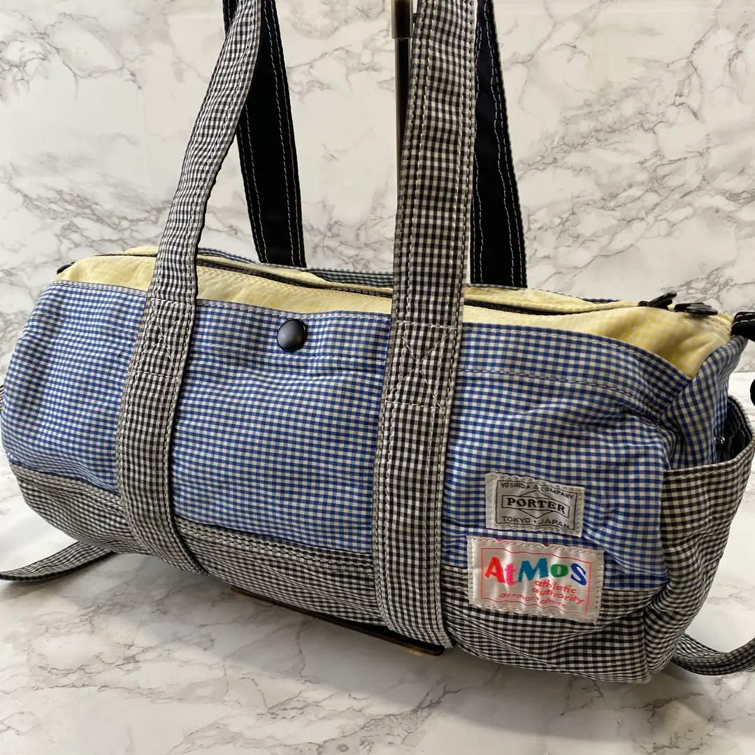 【uu（違うページの商品同封X）】PORTER×ATMOSミニボストンバッ Amazon.co.jp: Model atmos x PORTER Plaid Boston Bag Yoshida