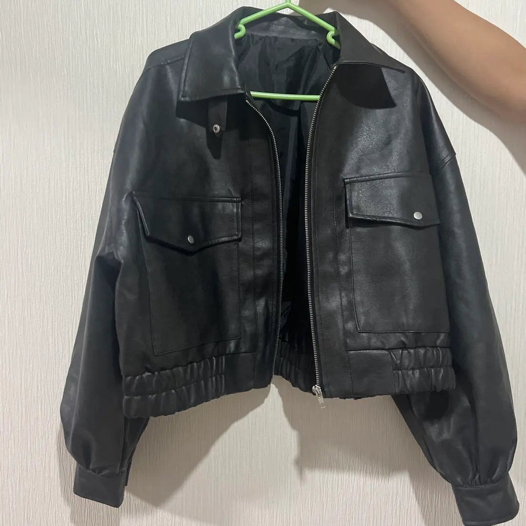 Thumbnail of Black cropped jacket, faux leather