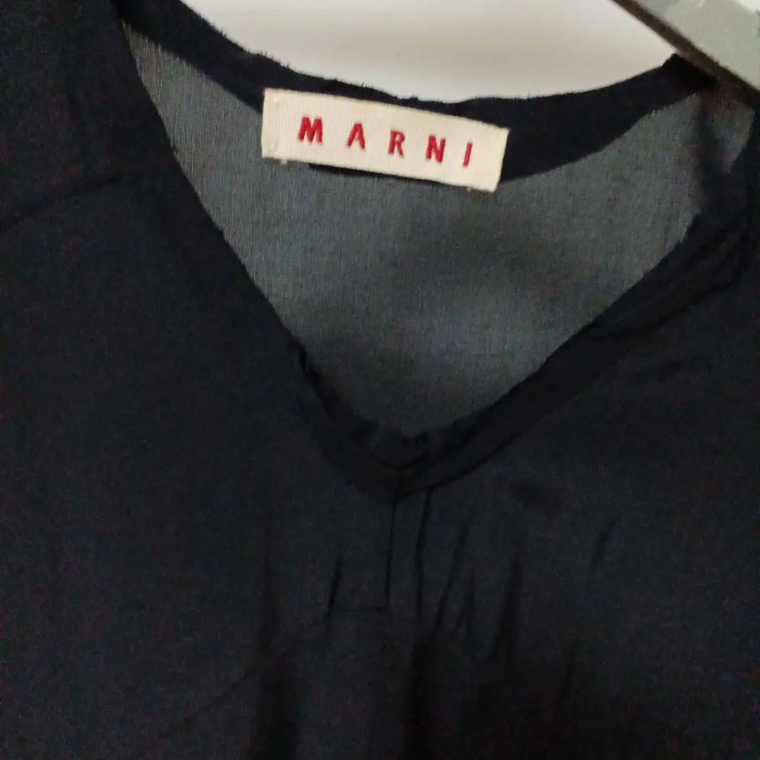 Thumbnail of MARNI Black V-neck Long Sleeve Dress