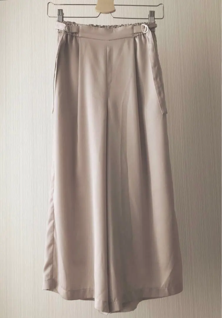 Thumbnail of COHINA Double D-Ring Belt Satin Pants, Pink Gray, Pants, Elegant