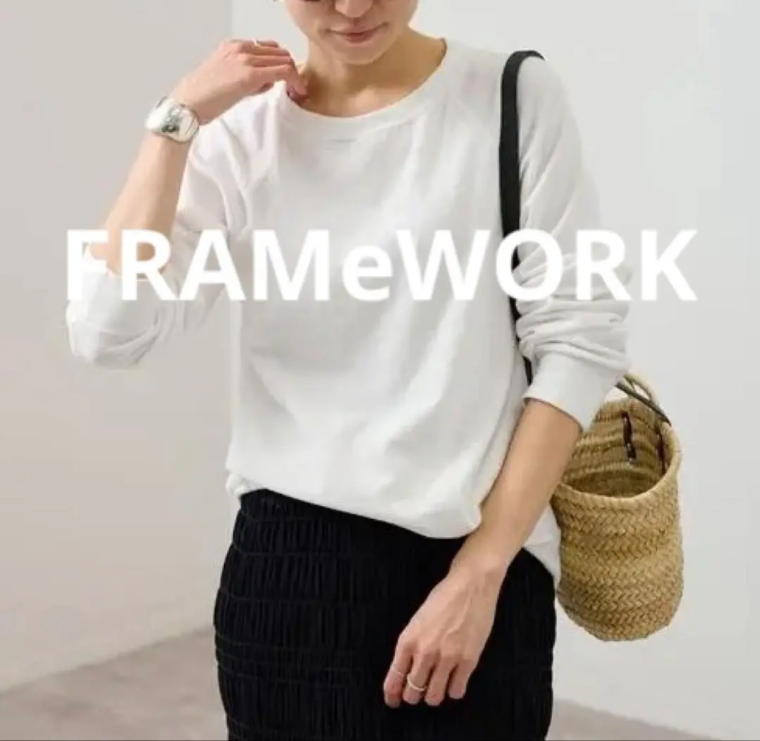 FRAMeWORK 長袖　NEWスラブベアテンプルオーバー トップス　グレー ≪追加≫NEW スラブベアテンプルオーバー3（Tシャツ／カットソー