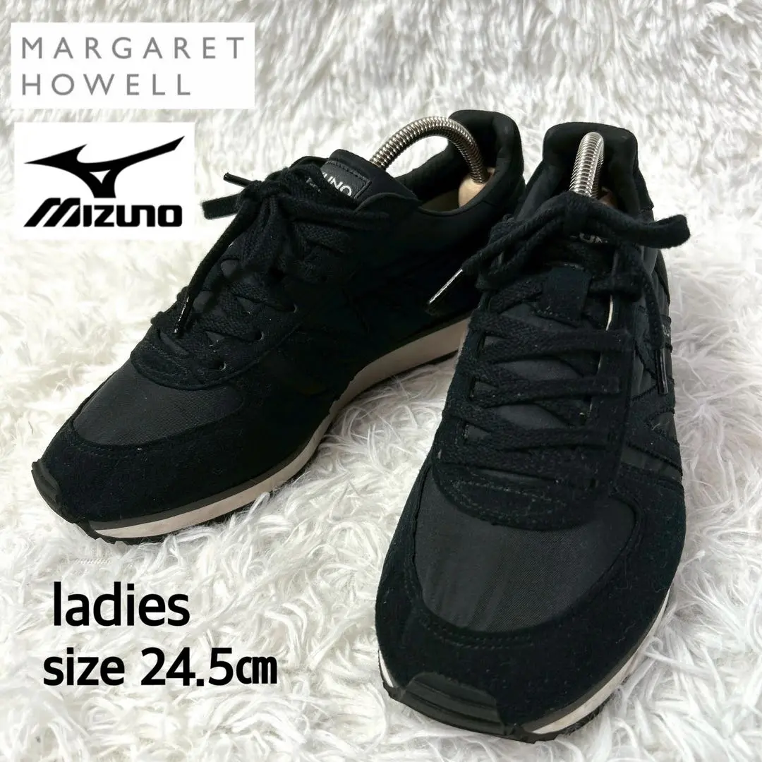 マーガレットハウエル　× ミズノ　オールブラック　スニーカー　黒　美品 MIZUNO TRAINING SHOES | MARGARET HOWELL