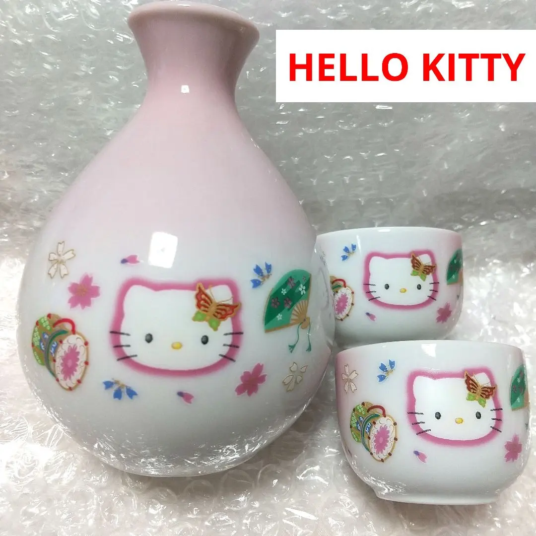Hello Kitty 酒器套組 陶瓷製 Kitty 小酒杯 壺套組 【未使用】 的縮圖