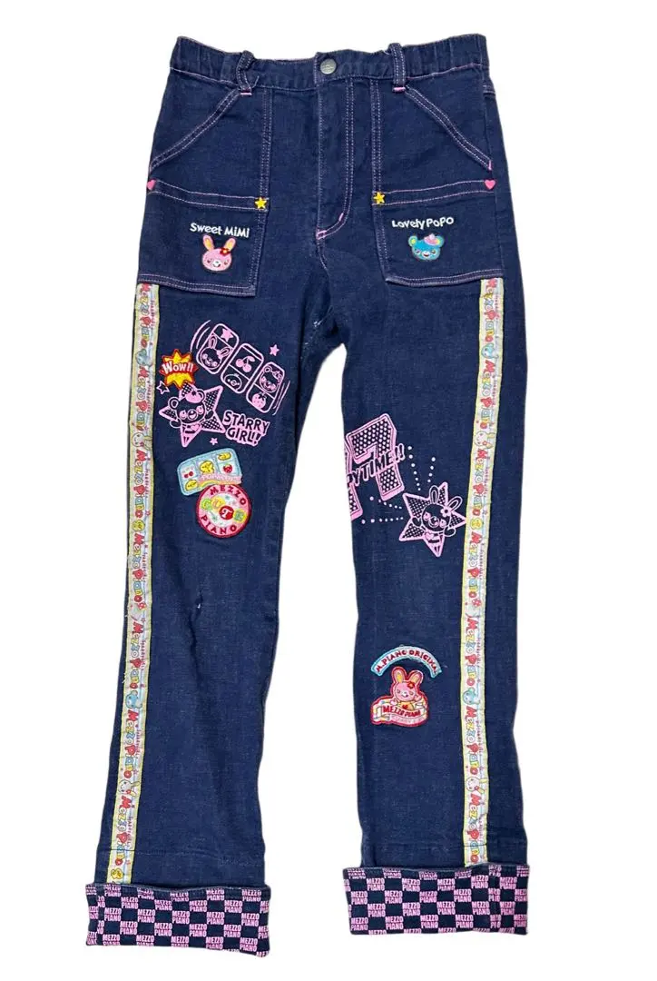 Thumbnail of Mezzo Piano Heisei Retro Rare & Rare Mimi Popo Embroidered Denim Pants 130