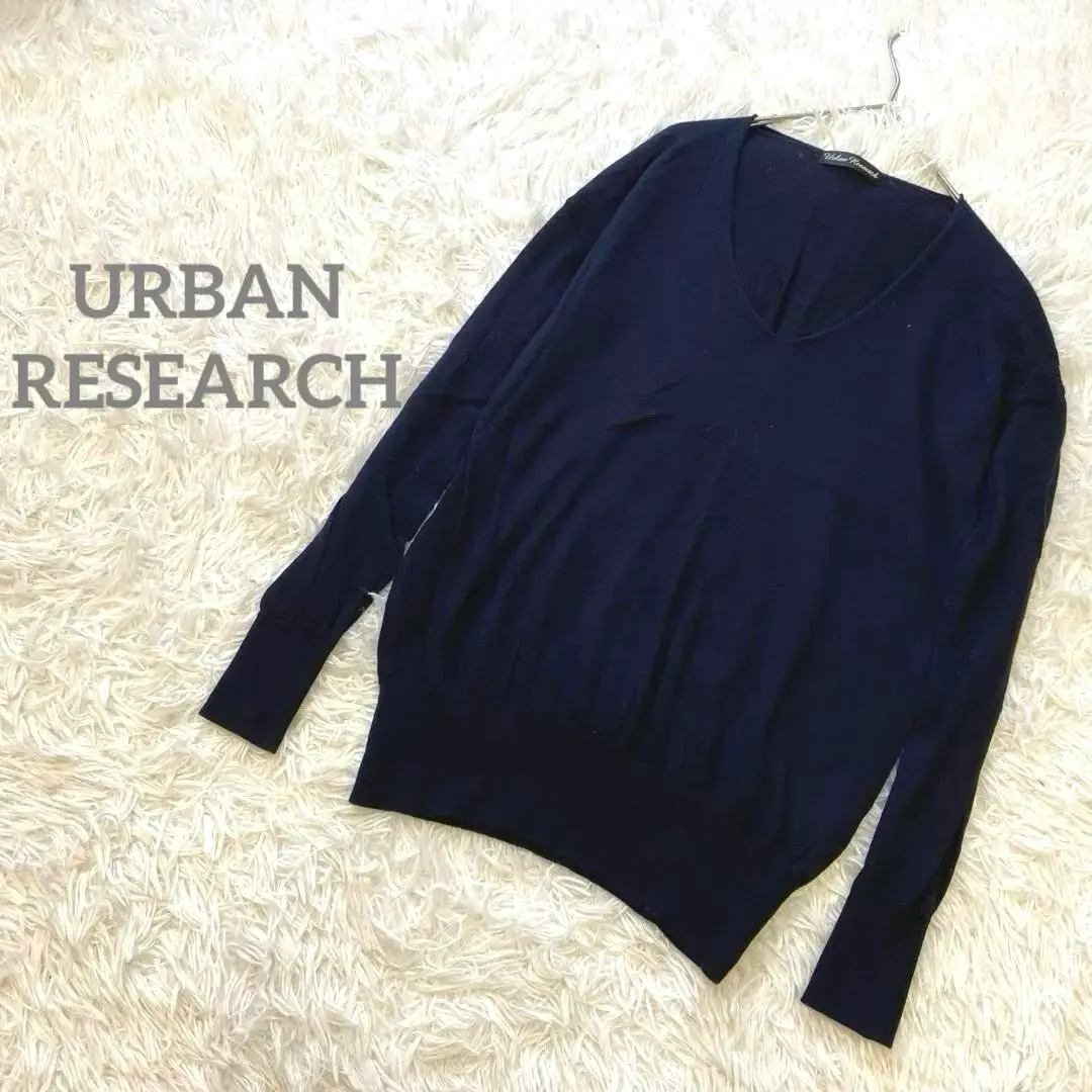 Thumbnail of Urban Research Long Sleeve Knit Top Sweater V-neck Ribbed Thin Wool S