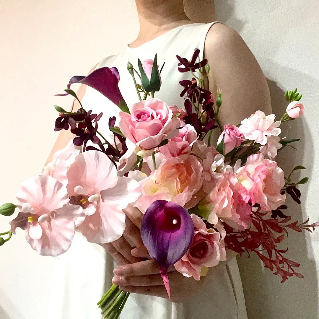 Thumbnail of Artificial flowers bouquet with boutonniere